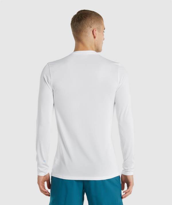 Panske Mikiny Gymshark Arrival Long Sleeve Biele | WT3528104